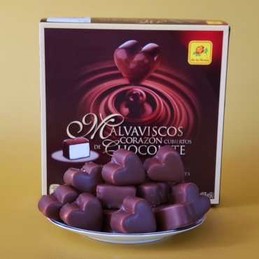 Malvaviscos de corazón cubiertos de chocolate