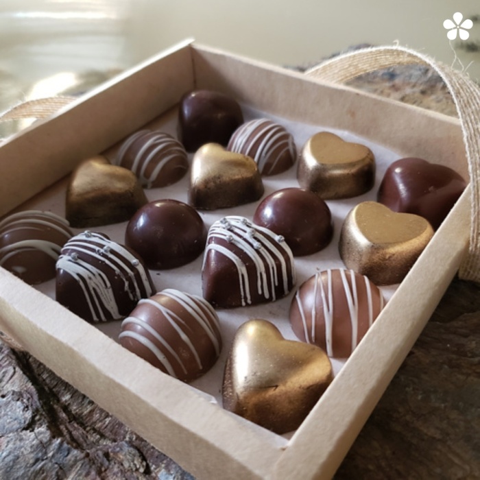 Chocolates gourmet en caja de 16 pzas