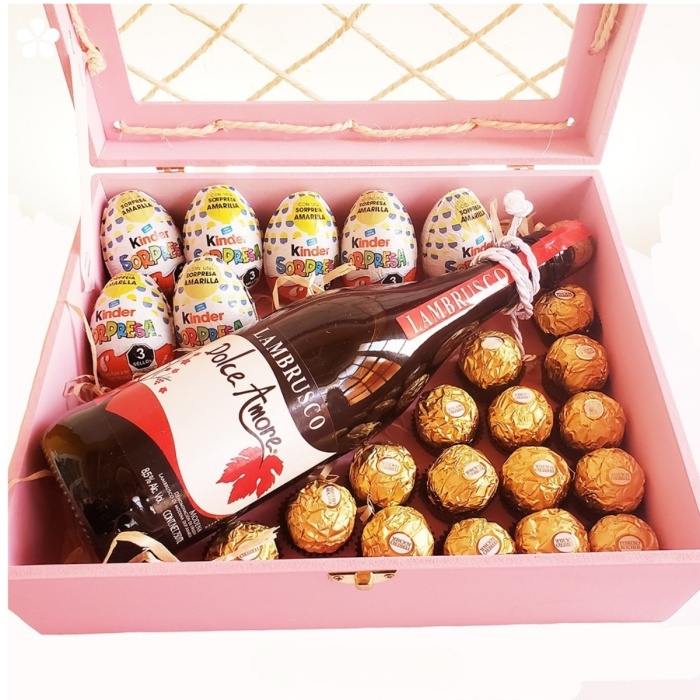 Estuche de regalo con lambrusco y chocolates