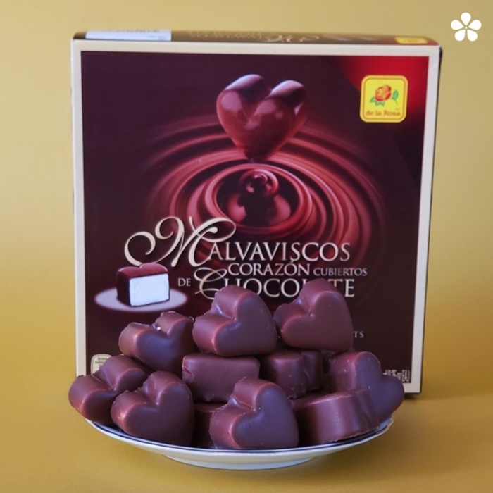 Malvaviscos de corazón cubiertos de chocolate