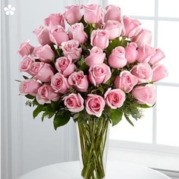 50 rosas premium en tono rosa pastel