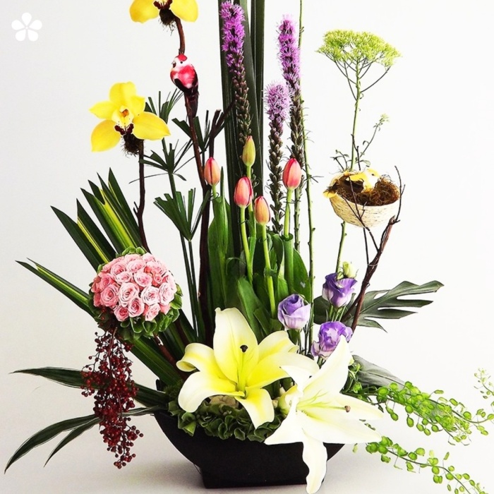 Composición mixta de flores exóticas