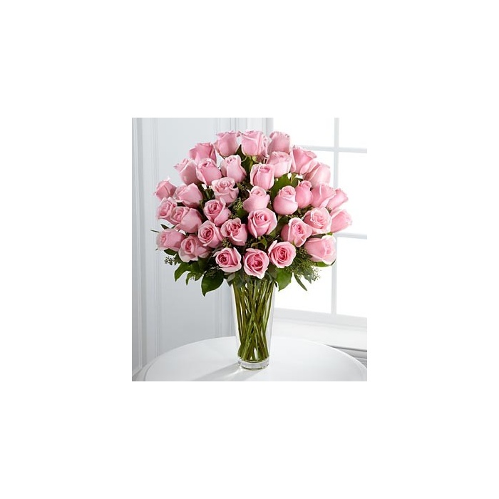 50 rosas premium en tono rosa pastel